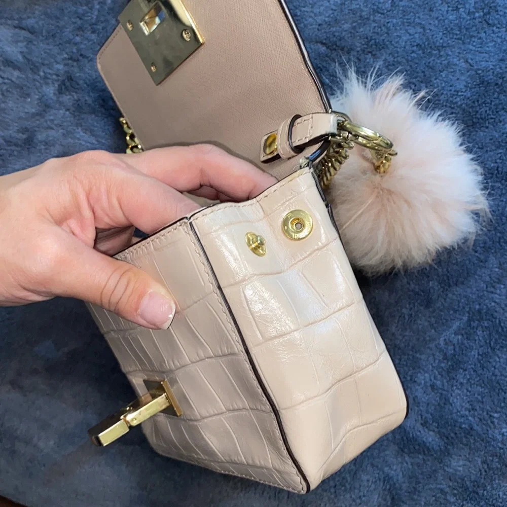Michael Kors Tina Ballet Pink Crocodile Leather Crossbody Purse Clutch - Picture 6 of 6